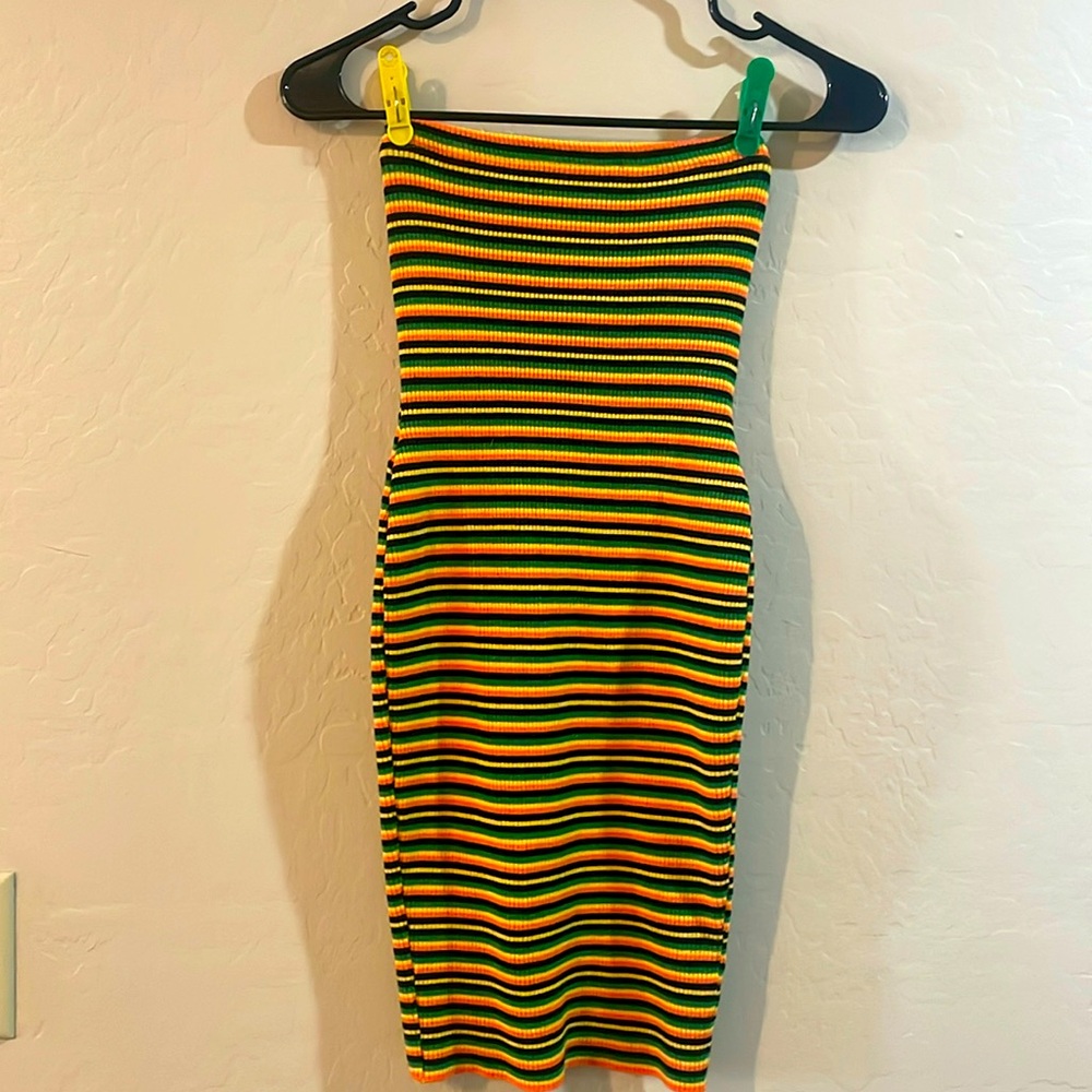 Strapless multicolored stretchy bodycon